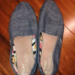 Toms Washed Denim Classic Slip Ons